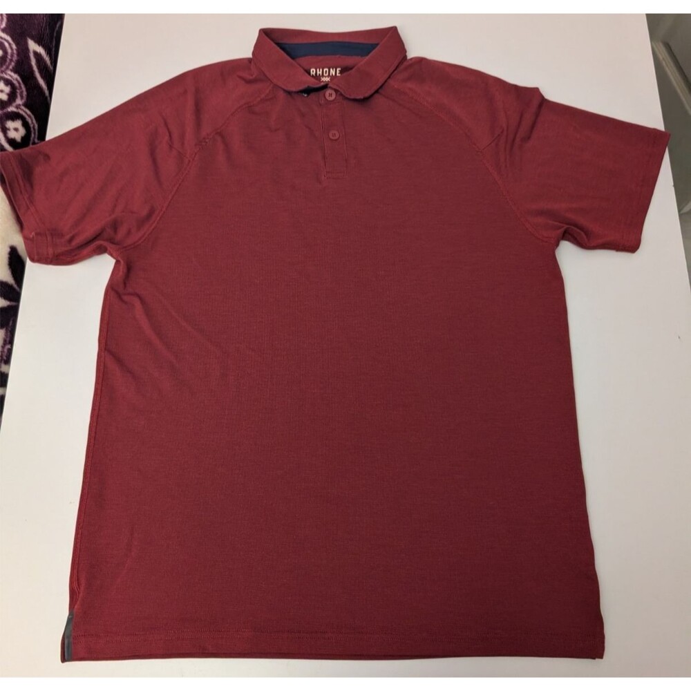 RHONE Delta Pique Polo Shirt Mens Medium M Maroon Red Short Sleeve Golf Gym 2022
